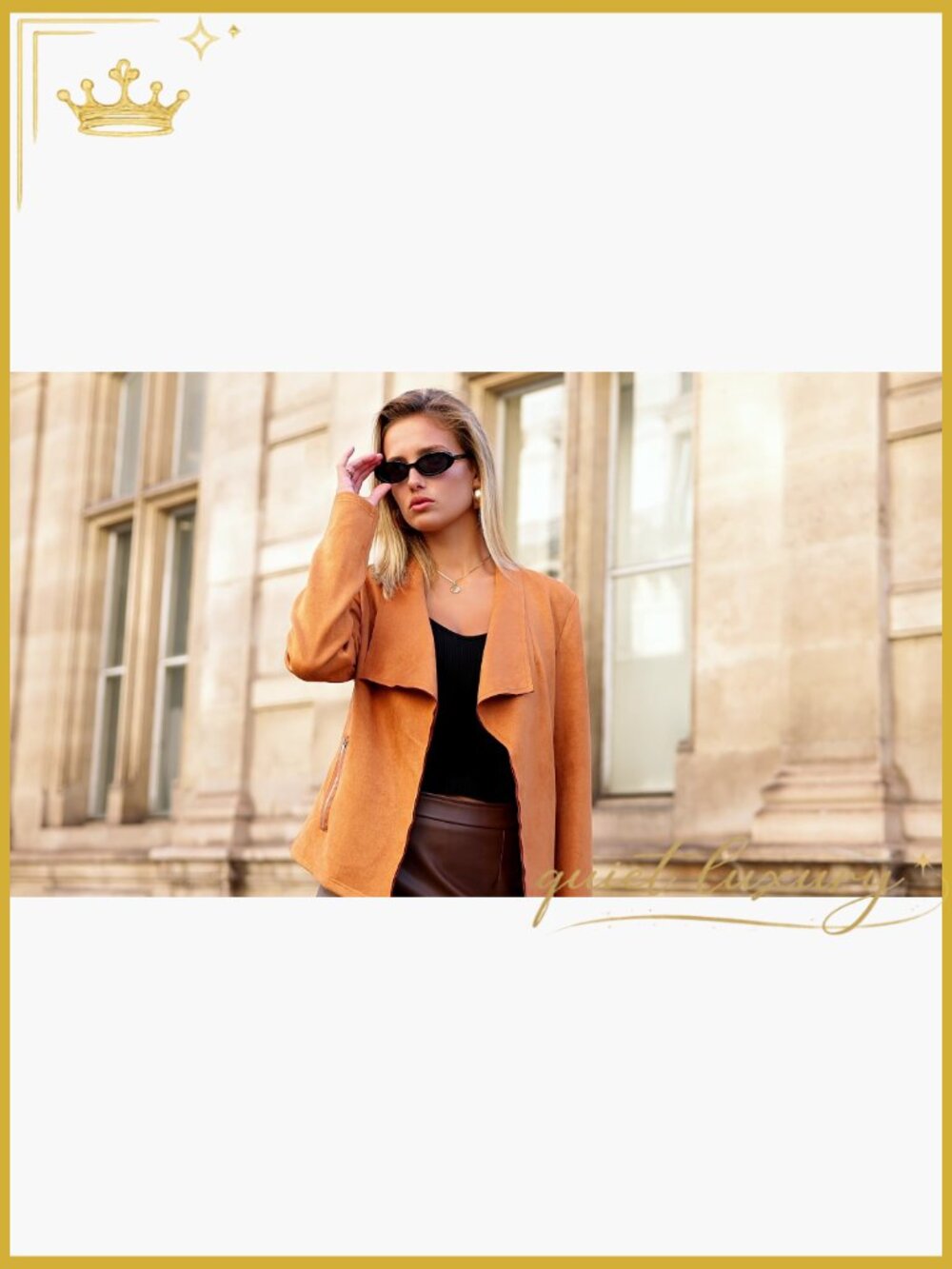 Faux Suede Cropped Jacket Long Sleeve Open Front Coat - Picture 7 of 7